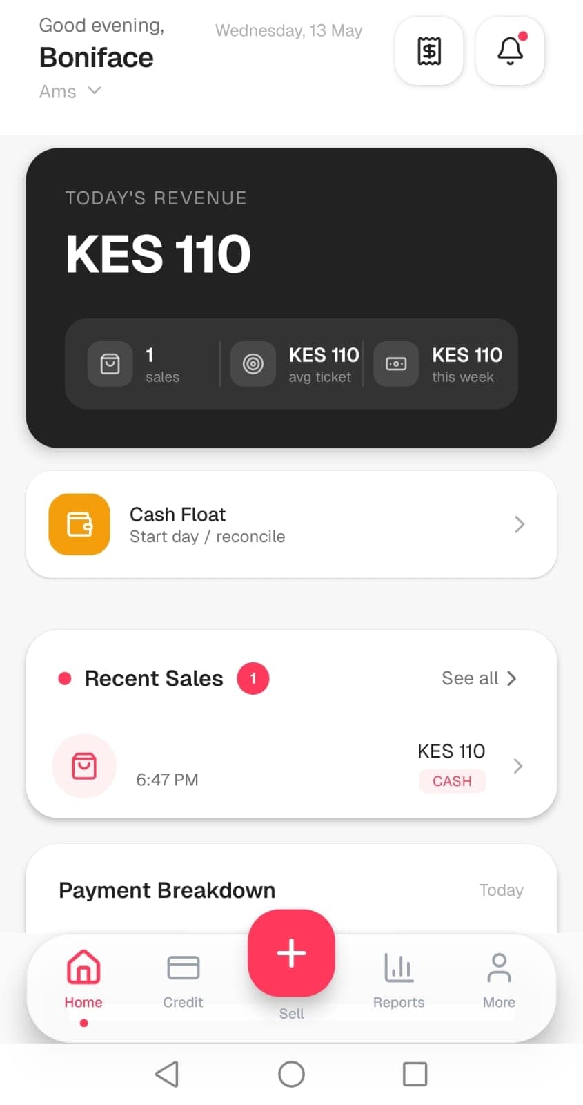 DukaSale Mobile POS home screen on a phone